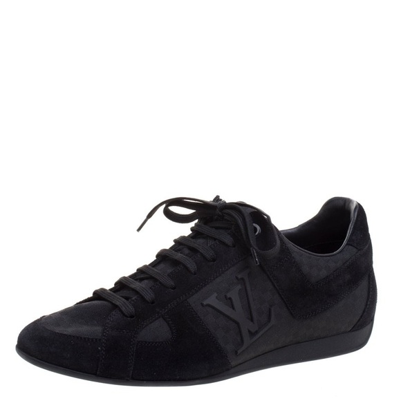 Louis Vuitton Black Petit Damier Canvas and Suede Vibes Sneakers
